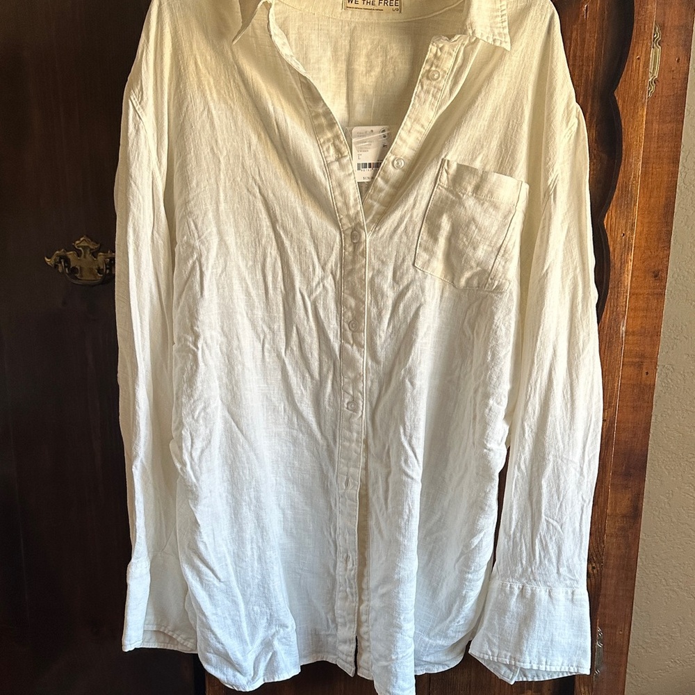 We The Free Cream Button-Up Shirt